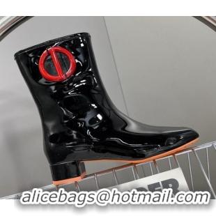 Luxury Dior Patent Leather CD Short Boots Black 092146