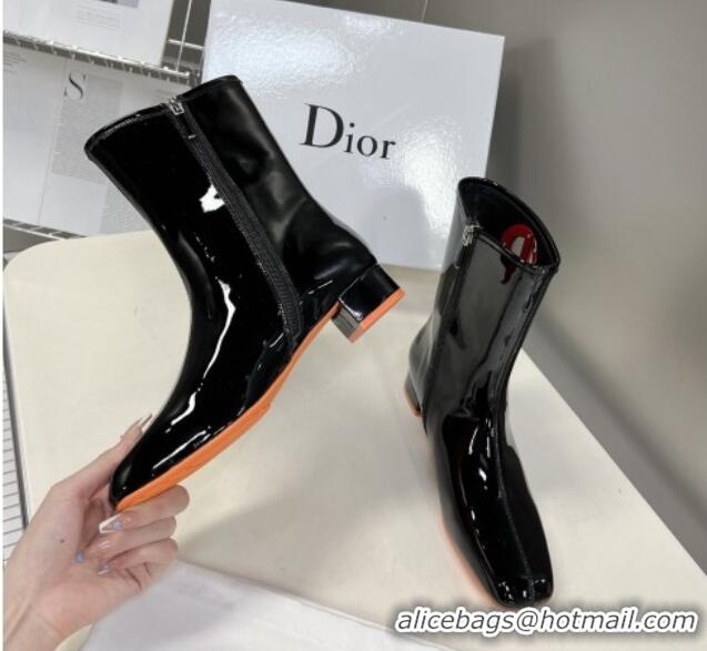 Luxury Dior Patent Leather CD Short Boots Black 092146