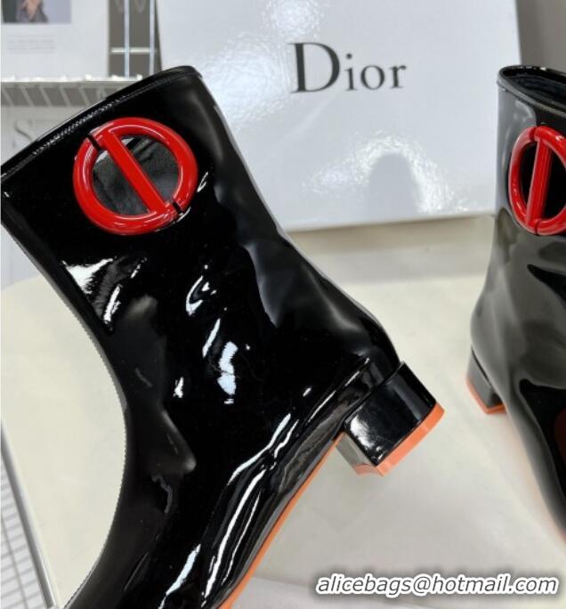 Luxury Dior Patent Leather CD Short Boots Black 092146