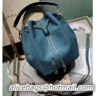 Good Product BVLGARI Original Snake Skin Bucket Bag B287614 Blue