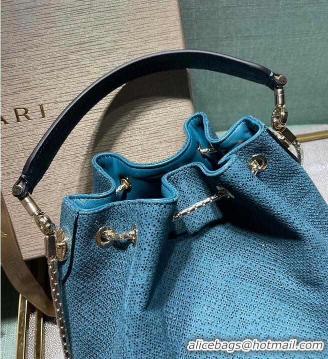 Good Product BVLGARI Original Snake Skin Bucket Bag B287614 Blue