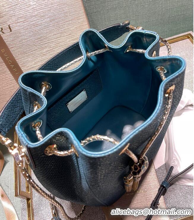 Good Product BVLGARI Original Snake Skin Bucket Bag B287614 Blue