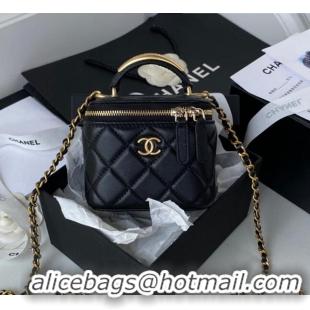 Top Quality Chanel Lambskin Small Vanity Bag with Chain and Metal AP2198 Black 2022