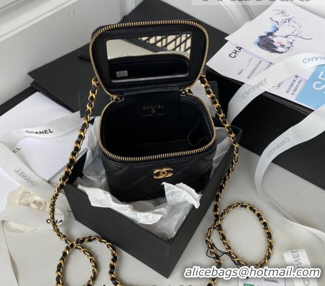 Top Quality Chanel Lambskin Small Vanity Bag with Chain and Metal AP2198 Black 2022