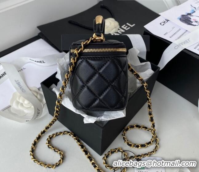 Top Quality Chanel Lambskin Small Vanity Bag with Chain and Metal AP2198 Black 2022