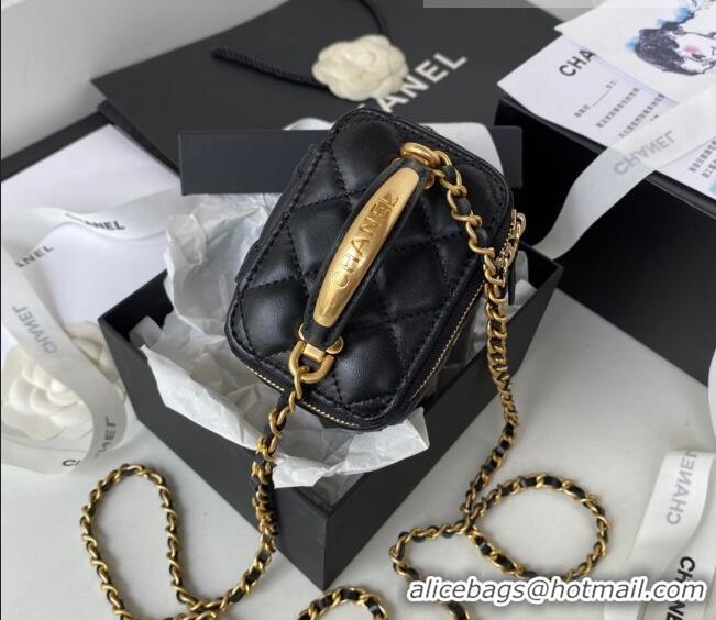 Top Quality Chanel Lambskin Small Vanity Bag with Chain and Metal AP2198 Black 2022