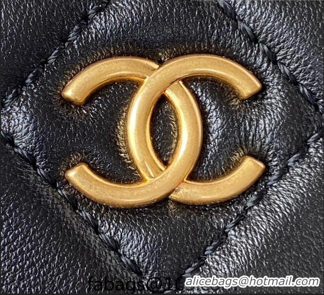 Top Quality Chanel Lambskin Small Vanity Bag with Chain and Metal AP2198 Black 2022