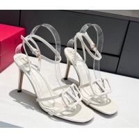 Sophisticated Valentino VLogo Calfskin High Heel Sandals 9.5cm White 052485