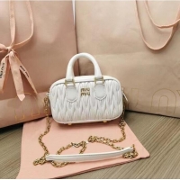 Top Grade Miu Miu Original Leather Top-handle Bag With Strap 5BG183 White