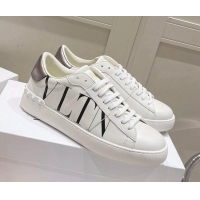 Top Grade Valentino VLTN Untitled Calfskin Open Sneakers White/Black 2052514