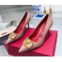 Durable Valentino VLogo Rockstud Calfskin Pumps Pink 0622106