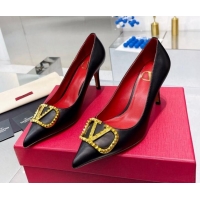 Best Product Valentino VLogo Rockstud Calfskin Pumps Black 0622107