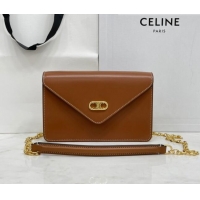 Super Quality Celine Maillon Triomphe Chain Wallet in Shiny Calfskin CE0412 Brown 2021