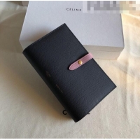 Pretty Style Celine Palm-Grained Leather Passport Wallet CE1825 Black/Pink 2022