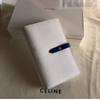 Luxurious Celine Palm-Grained Leather Passport Wallet CE1825 White/Blue 2022