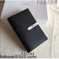 Shop Promotional Celine Palm-Grained Leather Passport Wallet CE1825 Black/White 2022