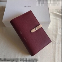 Low Cost Celine Palm-Grained Leather Passport Wallet CE1825 Burgundy/Nude 2022