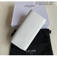 Classic Specials Celine Large Flap Wallet in Palm-Grained Calfskin 4148 White 2022