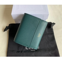 Buy Fashionable Celine Small Trifold Wallet in Palm-Grained Calfskin 0146 Dark Green 2022