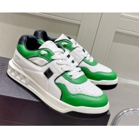 Good Quality Valentino One Stud Low-Top Nappa Sneakers White/Green 062518