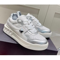 Top Grade Valentino One Stud Low-Top Nappa Sneakers White/Silver 062525