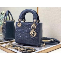 Reasonable Price MINI LADY DIOR BAG Patent Cannage Calfskin M0505O Royal Blue