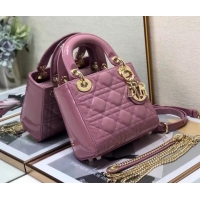 Super Quality MINI LADY DIOR BAG Patent Cannage Calfskin M0505O pink