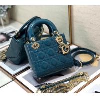 Trendy Design MINI LADY DIOR BAG Patent Cannage Calfskin M0505O Blue