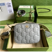 Pretty Style Gucci GG Matelasse leather shoulder bag 702234 Dusty grey