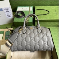 Good Quality Gucci GG Matelasse leather top handle bag 702242 Dusty grey