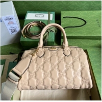 Famous Brand Gucci GG Matelasse leather top handle bag 702242 Beige