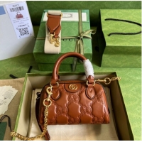 Buy Cheapest Gucci GG Matelasse leather top handle bag 702251 Light brown