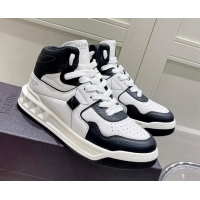 Most Popular Valentino One Stud High-Top Nappa Sneakers White/Black 062530