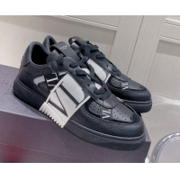 Shop Duplicate Valentino VLTN Calfskin Low-top Sneakers Black/grey 062545