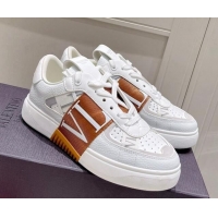 Top Grade Valentino VLTN Calfskin Low-top Sneakers White/Brown 062557