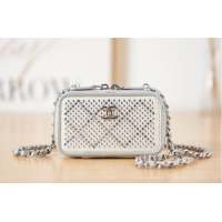 Famous Brand CHANEL SMALL VANITY WITH CHAIN AS2856 silver