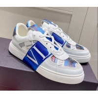 Popular Style Valentino VLTN Print Calfskin Low-top Sneakers Blue 062565