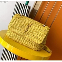 Shop Grade SAINT LAURENT NIKI MEDIUM CHAIN BAG IN RAFFIA 498894 yellow