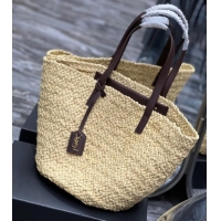 Cheapest SAINT LAURENT PANIER MEDIUM BAG IN RAFFIA 693242 IVORY