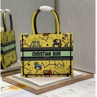 Super Quality SMALL DIOR BOOK TOTE Yellow Multicolor Dior Pixel Zodiac Embroidery M1265ZRTY