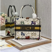 Top Quality SMALL DIOR BOOK TOTE Latte Multicolor Dior Pixel Zodiac Embroidery M1265ZRTY