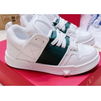 Shop Duplicate Valentino Open Skate Calfskin Sneakers White/Green 2072064