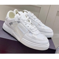 Discount Valentino VL7N Low Sneakers in Mesh and Calfskin White Leather 2072070