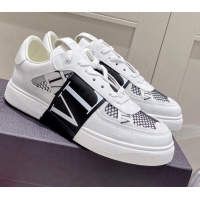 Cheap Price Valentino VL7N Low Sneakers in Mesh and Calfskin Optic White/Black 072071