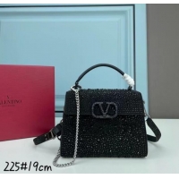 Top Quality VALENTINO GARAVANI VSLING Shiny diamond Mini totebag XW2B1G9 black&black-Tone Metal