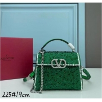 Discount VALENTINO GARAVANI VSLING Shiny diamond Mini totebag XW2B1G9 green&silver-Tone Metal