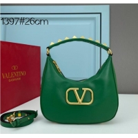 Top Quality VALENTINO GARAVANI STUD SIGN Calf Leather Hobo bag 1W2B0K69 green