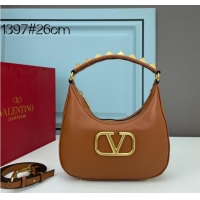 Well Crafted VALENTINO GARAVANI STUD SIGN Calf Leather Hobo bag 1W2B0K69 Caramel