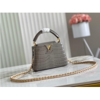 Buy Discount  Louis Vuitton crocodile skin CAPUCINES MINI M81190 gray