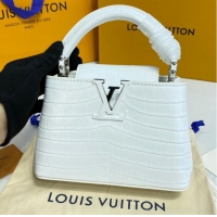 Unique Grade Louis Vuitton crocodile skin CAPUCINES MINI M81190 White